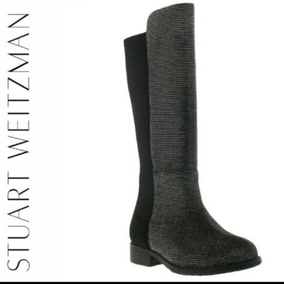 Stuart Weitzman 5050 Shimmer & Black Noir Boots Size 5 (Girls) - Picture 1 of 12